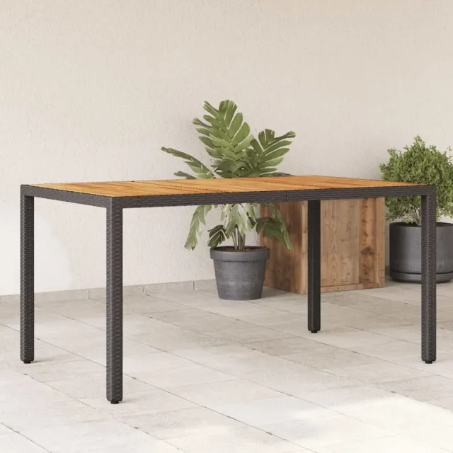 vidaXL Tuintafel met acaciahouten blad 150x90x75 cm poly rattan zwart, foto 2
