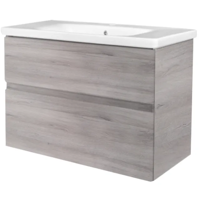 Best Design Badkamermeubel Best Design Quick-Greeploos 65x56x45cm Onderkast + Wastafel Grijs Eiken