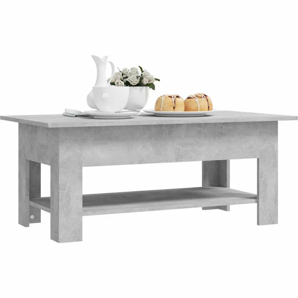 vidaXL Salontafel 102x55x42 cm bewerkt hout betongrijs grijs, foto 3