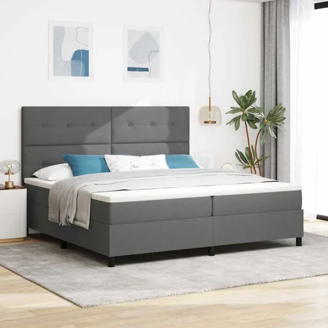 vidaXL Boxspringbed met hoofdeinde Donkergrijs 200 x 200 cm Stof