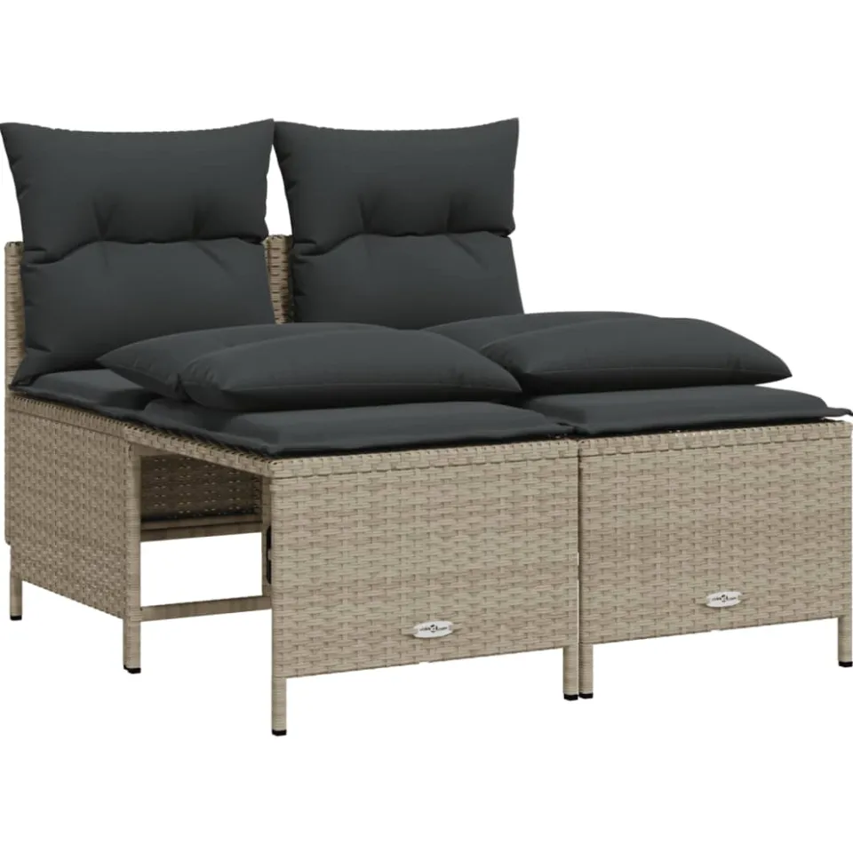 vidaXL 5-delige Loungeset met kussens poly rattan lichtgrijs grijs, foto 4