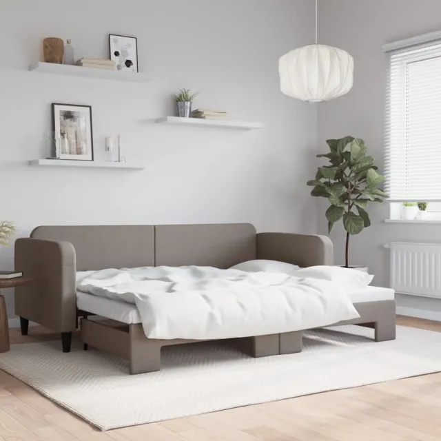 vidaXL Slaapbank met onderschuifbed 80x200 cm stof taupe