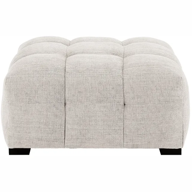 Vente-unique Poef van gechineerde beige stof DILOME van