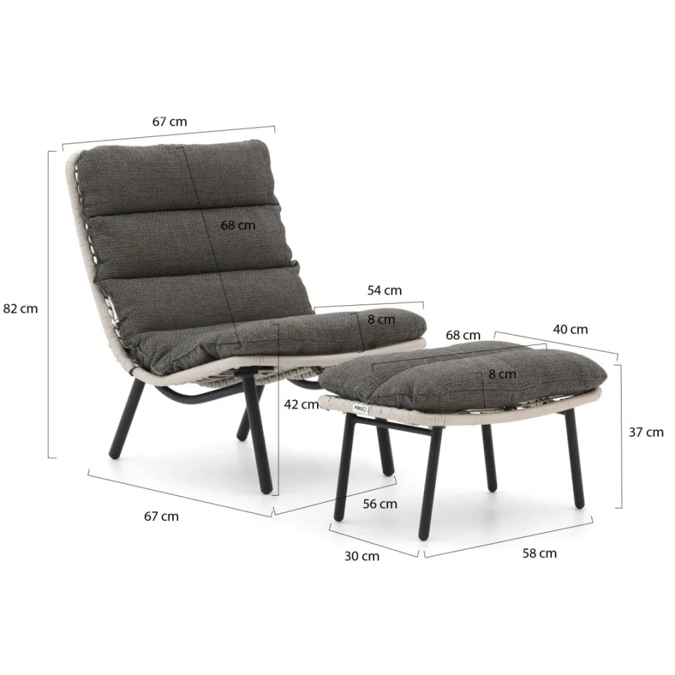 Forza Furniture Forza Marradi lounge tuinstoel met voetenbank grijs, foto 2