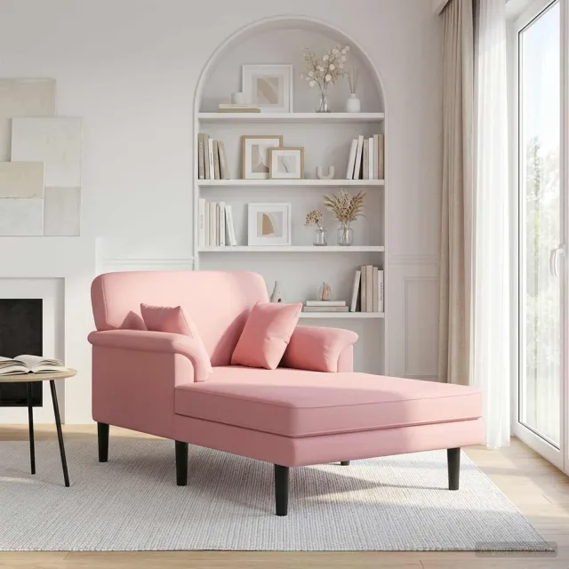 vidaXL Chaise longue Roze fluweel, foto 2