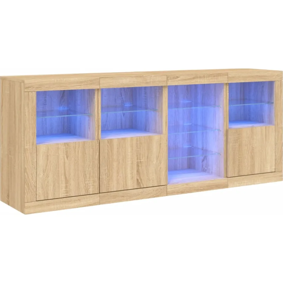vidaXL Dressoir met LED-verlichting 164x37x67 cm sonoma eikenkleurig, foto 3