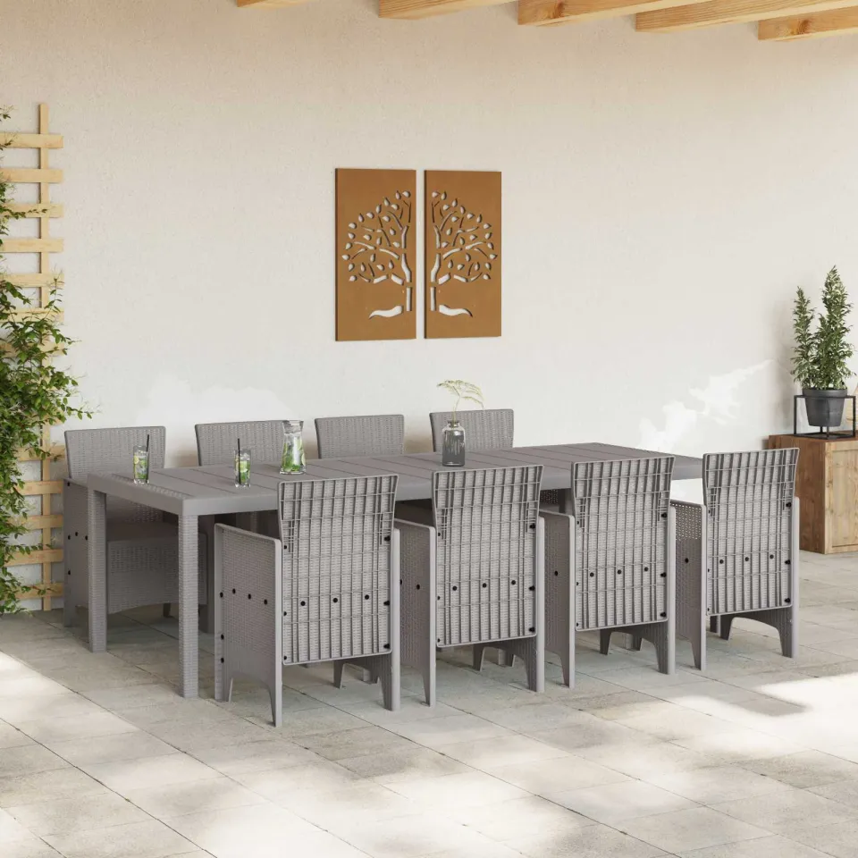 vidaXL Tuin Eetset 9 st Wit Polypropyleen, foto 3