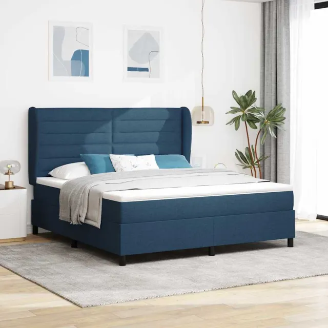 vidaXL Boxspring bed met matras met hoofdeinde Blauw 180 x 200 cm Stof