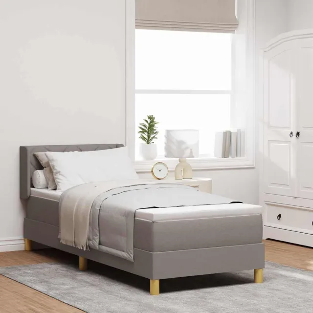 vidaXL Boxspringbed met kussen met hoofdeinde Taupe 200 x 80 cm Stof