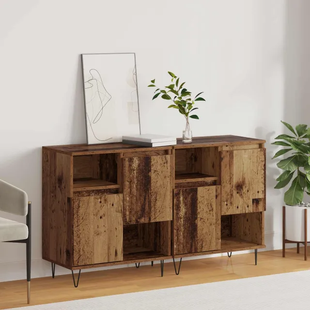 vidaXL Dressoir 2 st Oudhout 60 x 35 x 70 cm bruin, foto 2