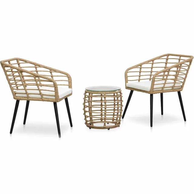 vidaXL 3-delige Bistroset poly rattan eikenkleurig Bruin