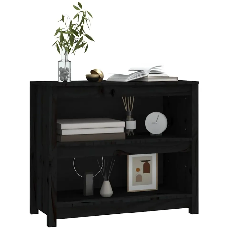 vidaXL Boekenkast 80x35x68 cm massief grenenhout zwart, foto 3