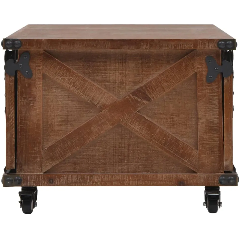 vidaXL Salontafel 91x51x38 cm massief vurenhout bruin, foto 3