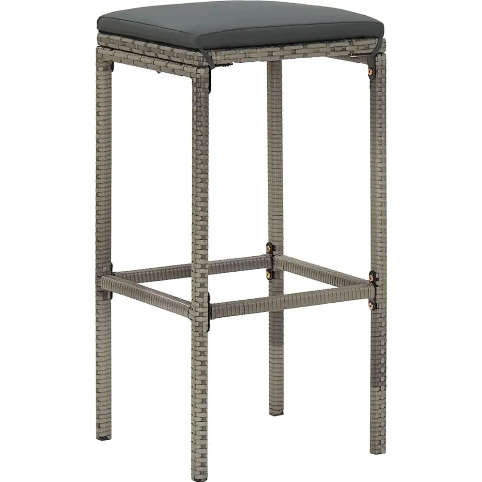 vidaXL 7-delige Tuinbarset massief acaciahout en poly rattan grijs, foto 4