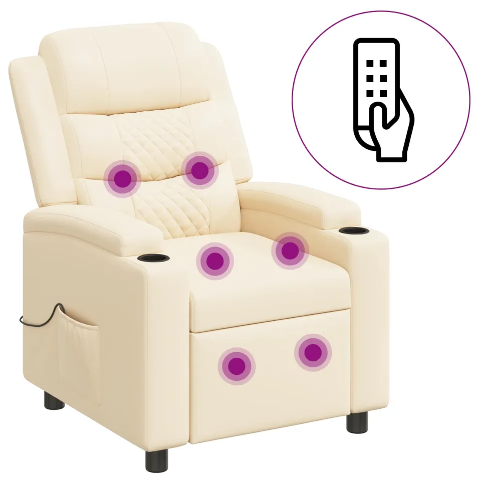 vidaXL Massage-relaxstoel Crèmekleurig 75 x 93 x 98 cm Stof, foto 3