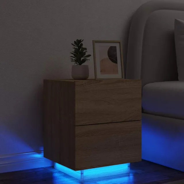 vidaXL Nachtkastje met LED-verlichting bewerkt hout sonoma eikenkleur, foto 2