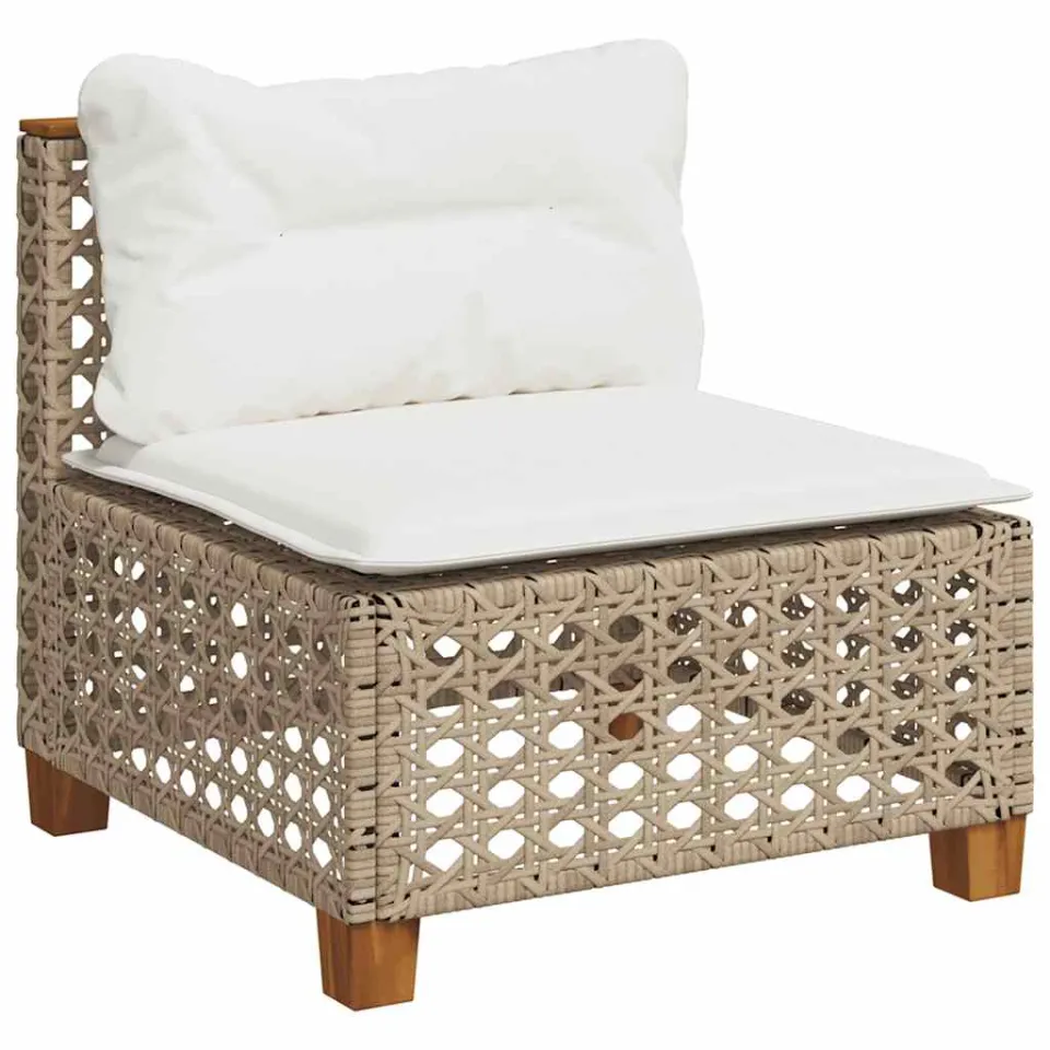 vidaXL 7-delige Loungeset met kussens poly rattan beige