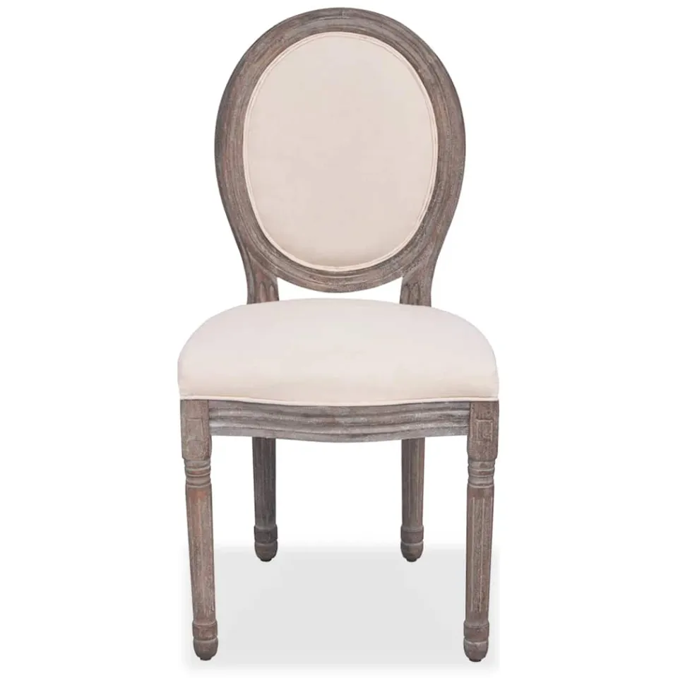 vidaXL Eetkamerstoelen 2 st stof crèmekleurig, foto 3