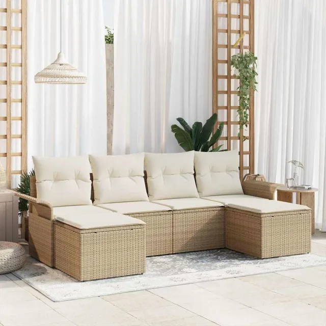 vidaXL Tuin Sofa Set 6 st Beige poly rattan, foto 2