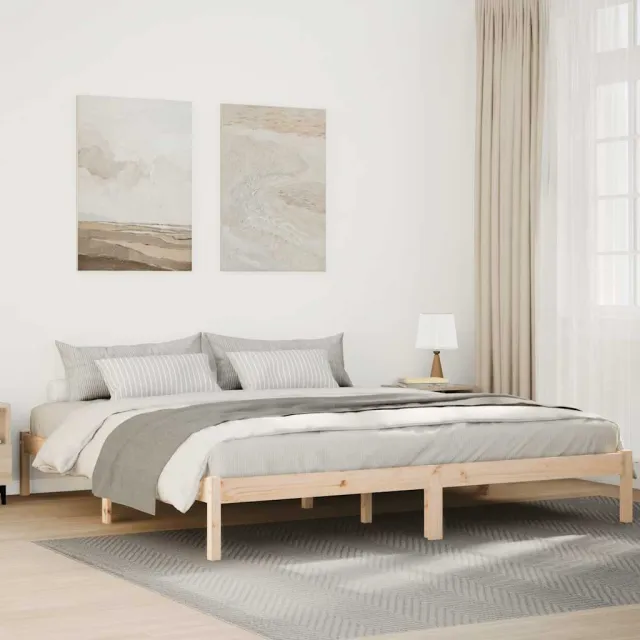 vidaXL Bedframe extra lang zonder matras massief grenenhout 180x210 cm bruin