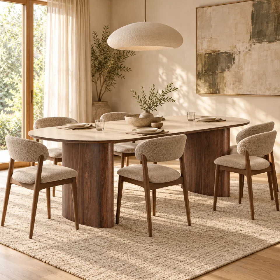 Artichok Dana houten eettafel met keramiek blad donkerbruin - 210 x 100 cm bruin, foto 2