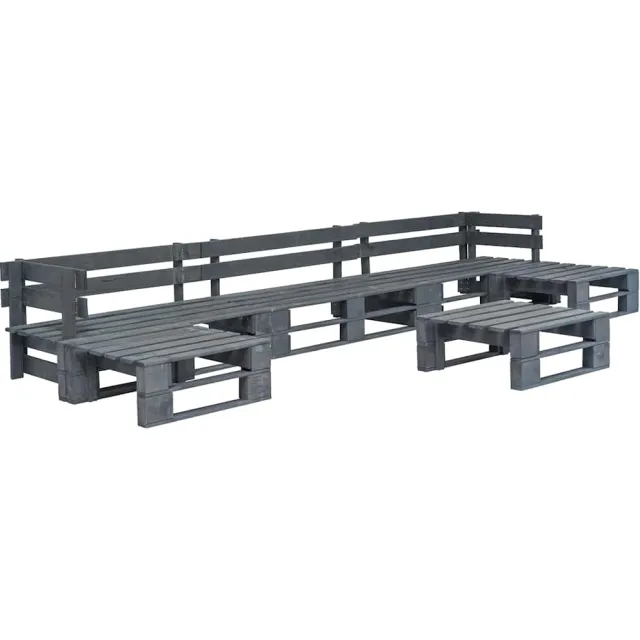 vidaXL 6-delige Loungeset pallet hout grijs