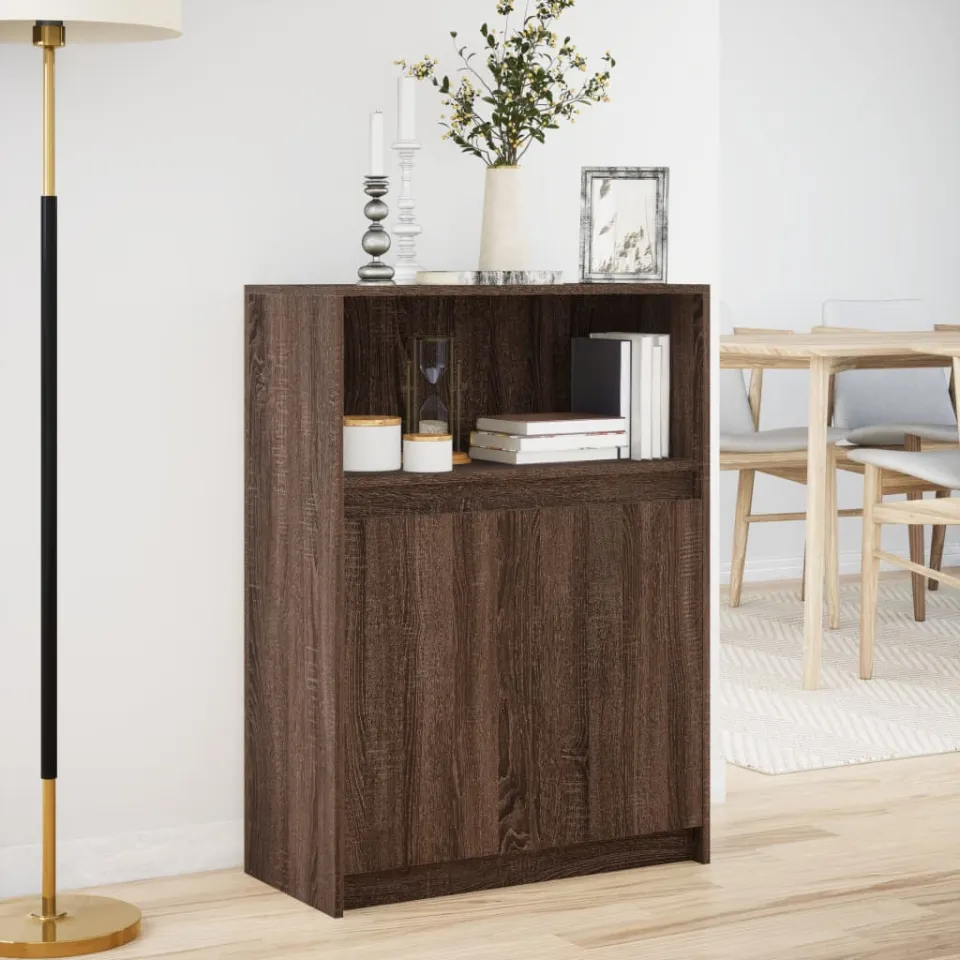 vidaXL Dressoir met LED 72x34x100 cm bewerkt hout bruin eikenkleur, foto 2