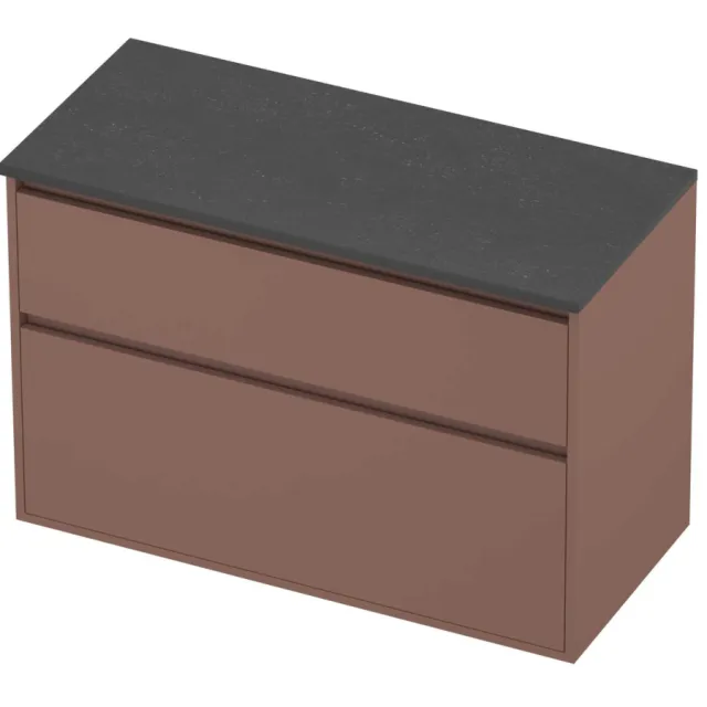 Proline Deck Badmeubelset Hardsteen Greeploos Asymmetrisch 100x46x67 cm Blue Stone Beauty Blush Rosé Goud