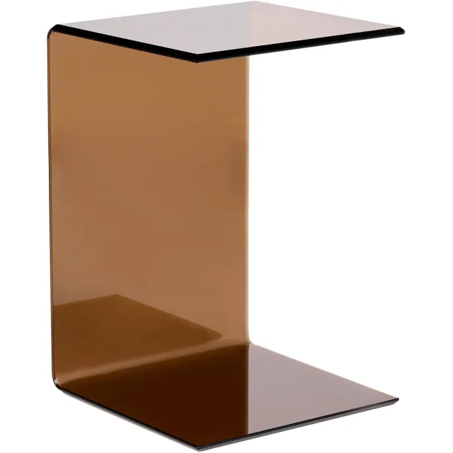 Beliani LOURDES - Bijzettafel - Bruin - Veiligheidsglas