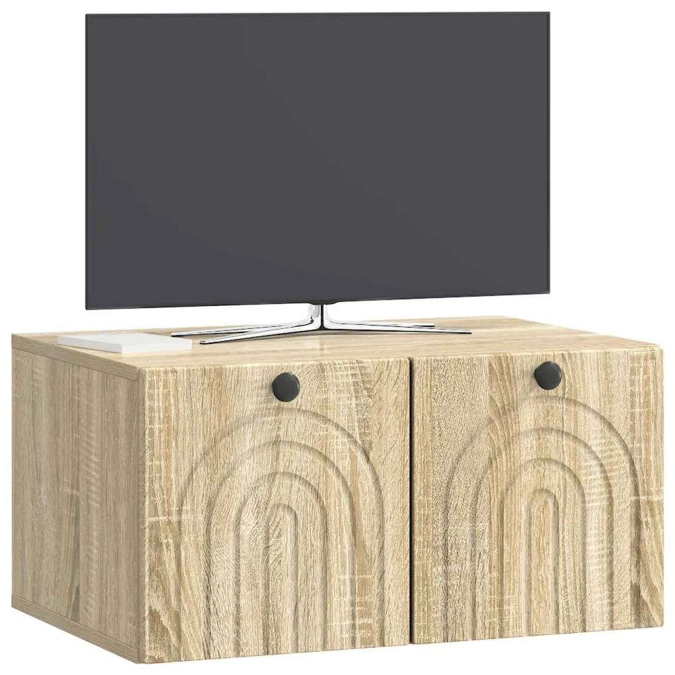 vidaXL Wandbeugel TV-kast Sonoma Eiken 59,5 x 41 x 30 cm Bewerkt hout Bruin