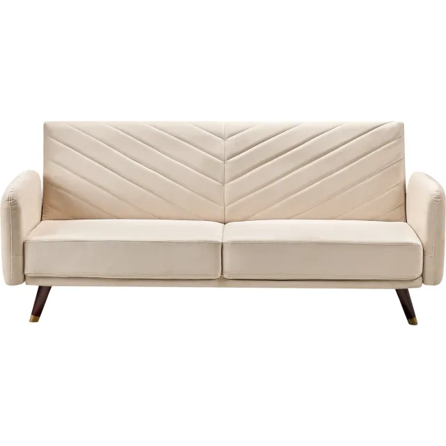 Beliani SENJA - Slaapbank 3-zits - Beige - Fluweel