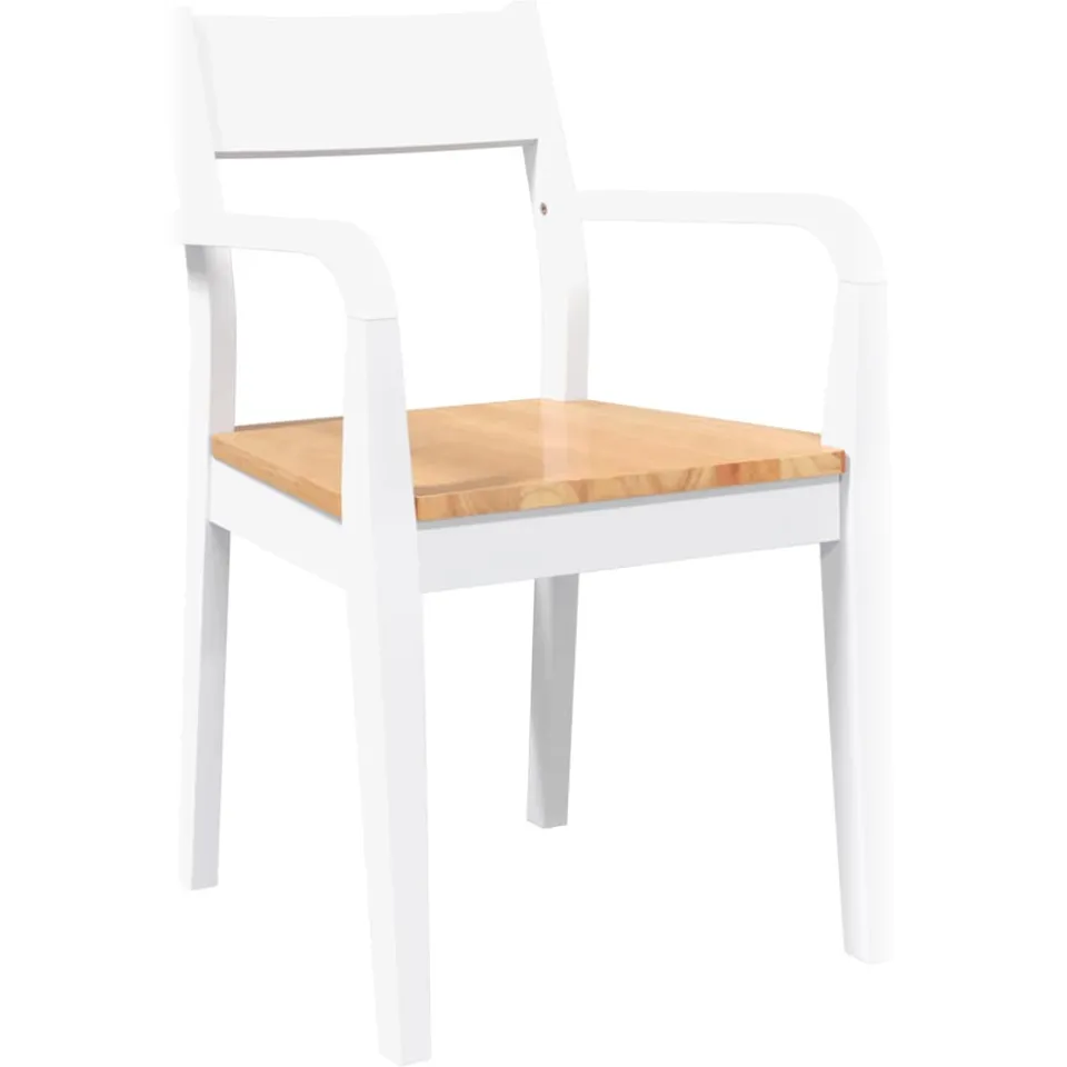 vidaXL Eetkamerstoelen 2 st massief hout rubber wit, foto 4