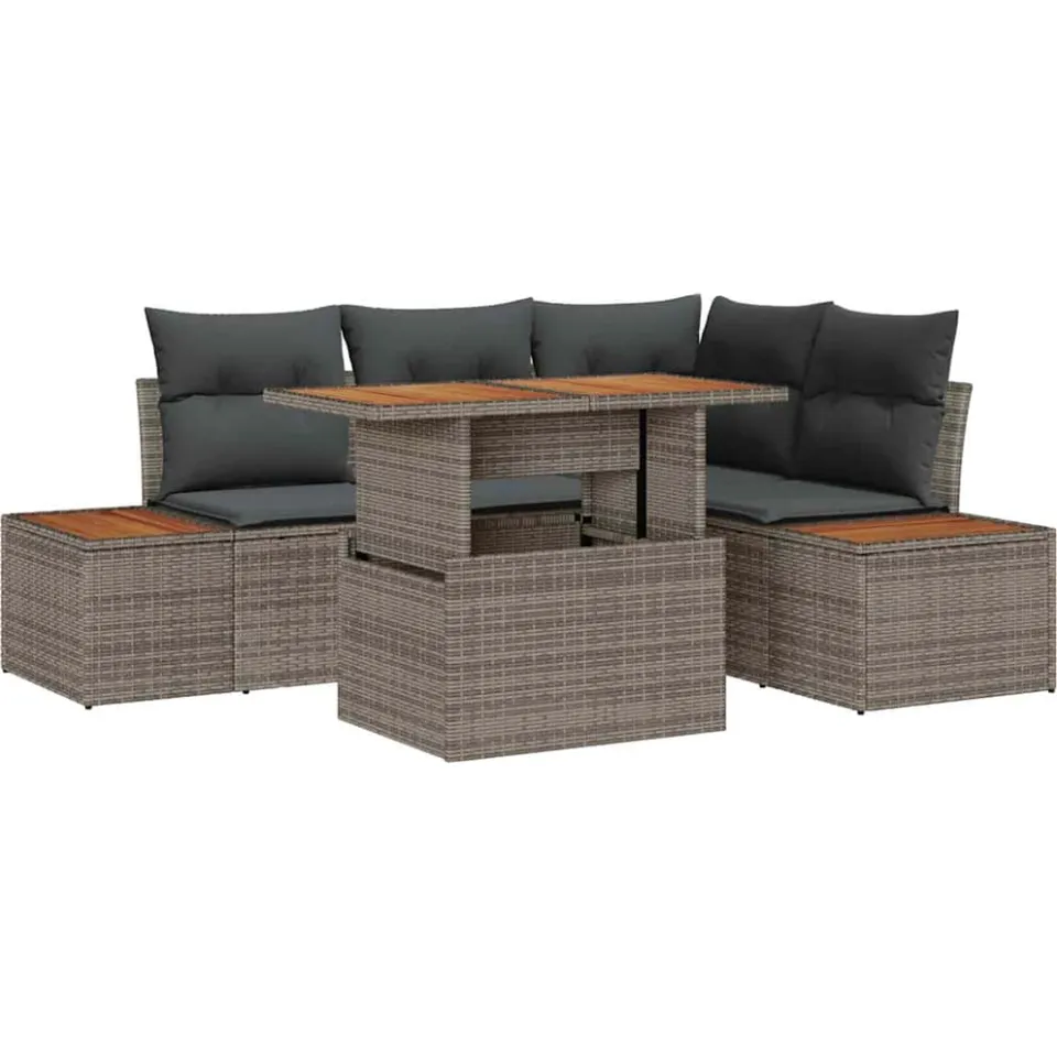 vidaXL Tuin Sofa Set 5 st Grijs Poly riet