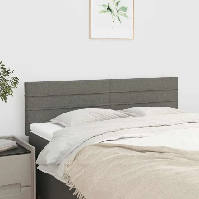 vidaXL Hoofdborden 144x5x78/88 cm stof donkergrijs grijs