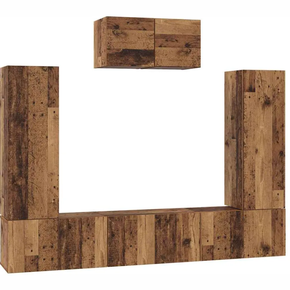 vidaXL Tv-meubelset 7 st Oud Hout Bewerkt hout bruin, foto 3