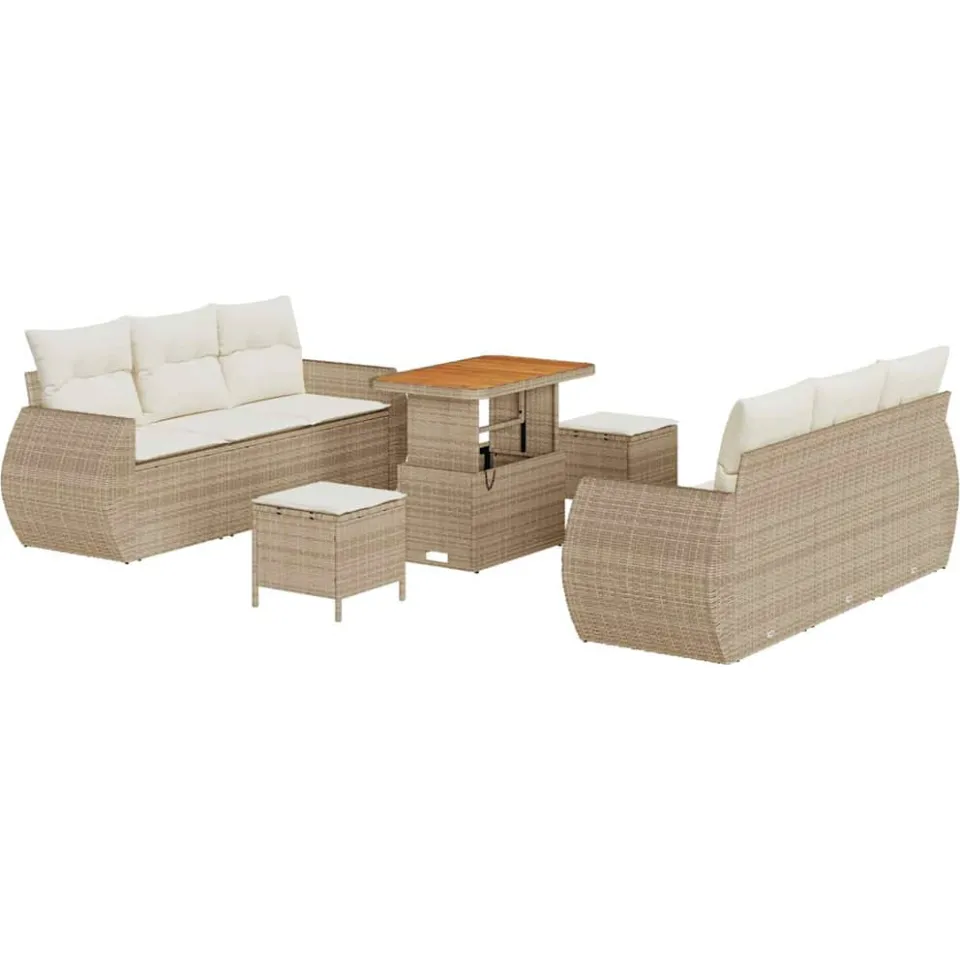 vidaXL Tuin Sofa Set 9 st Beige poly rattan
