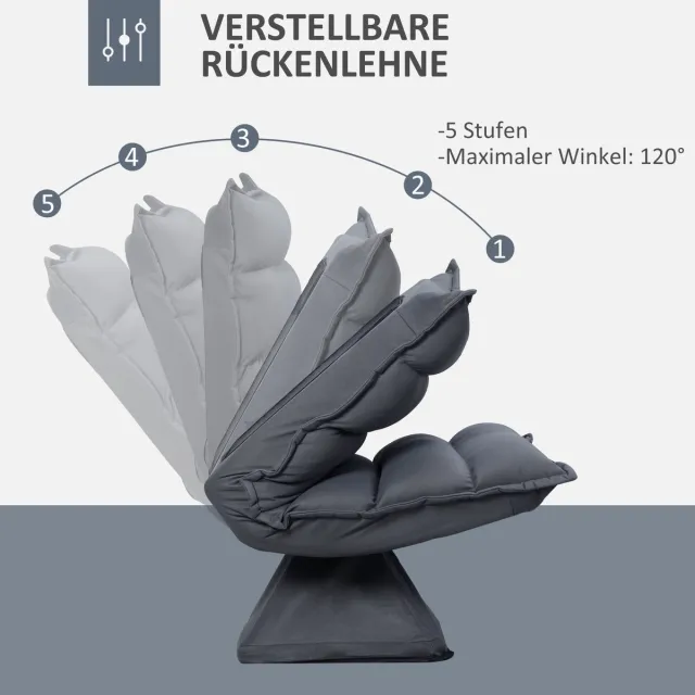 HAUSS SPOLE Relaxfauteuil 360 Graden Draaibaar Met Vijfvoudig Verstelbare Rugleuning Van Staal Donkergrijs Voor Woonkamer En Leeshoek Dark Gray