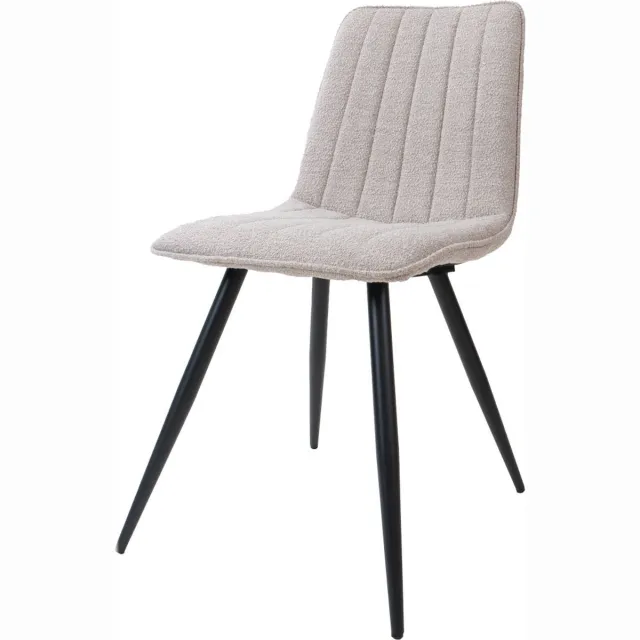 Home67 Eetkamerstoel Joppe Natural - Bouclé Kuipstoel in Scandinavische / Hotel Chique Stijl Beige