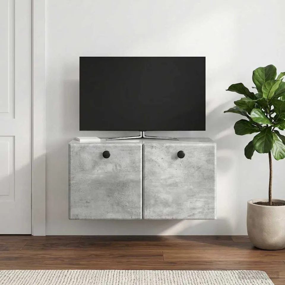 vidaXL Wandbeugel TV-kast 59,5 x 31 x 30 cm Betongrijs Bewerkt hout grijs, foto 4