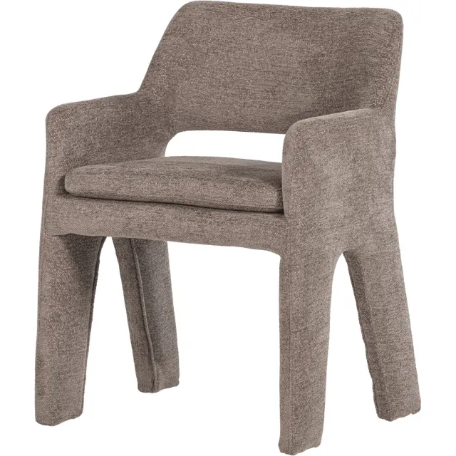 vtwonen Bigfoot Eetkamerstoel - Chenille - Taupe/Bruin - 78x57x56 cm