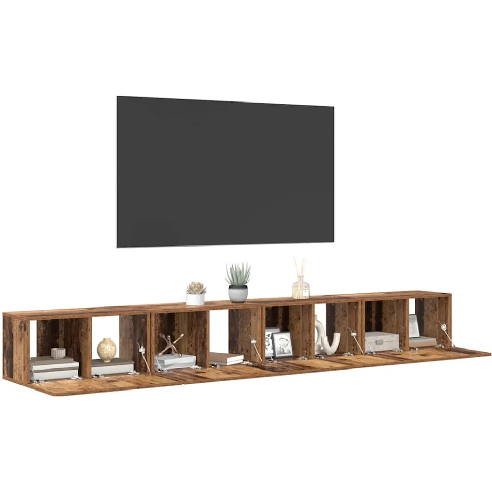 vidaXL Tv-meubelset 4 st 60 x 30 x 30 cm Oud Hout bruin, foto 3