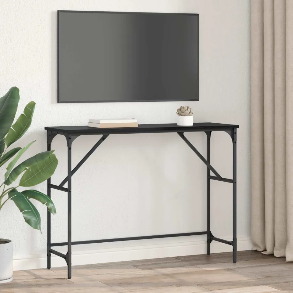 vidaXL Wandtafel Zwart Eiken 100 x 32 x 75 cm Bewerkt hout, foto 4