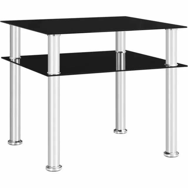 vidaXL Bijzettafel - 45x50x45 - cm - gehard - glas - zwart