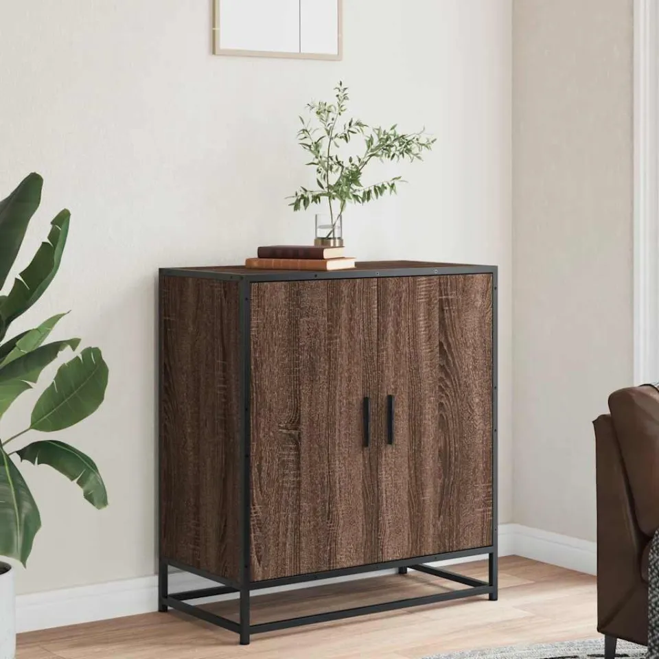 vidaXL Dressoir 68x35x76 cm bewerkt hout en metaal bruin eikenkleur, foto 2