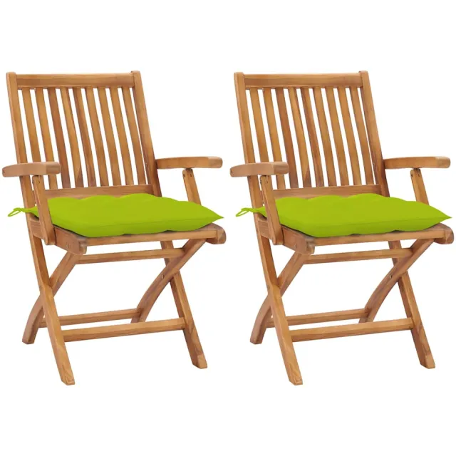 vidaXL Inklapbare stoelen 2 st met heldergroene kussens