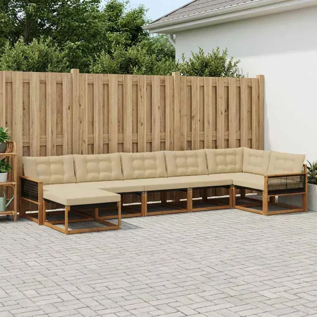 vidaXL Buiten bankenset 7 st 7-zits Natuurlijk en Beige