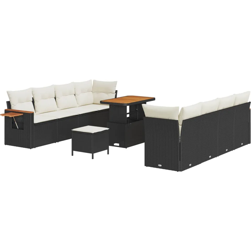 vidaXL Tuinbankenset 11 st Zwart poly rattan