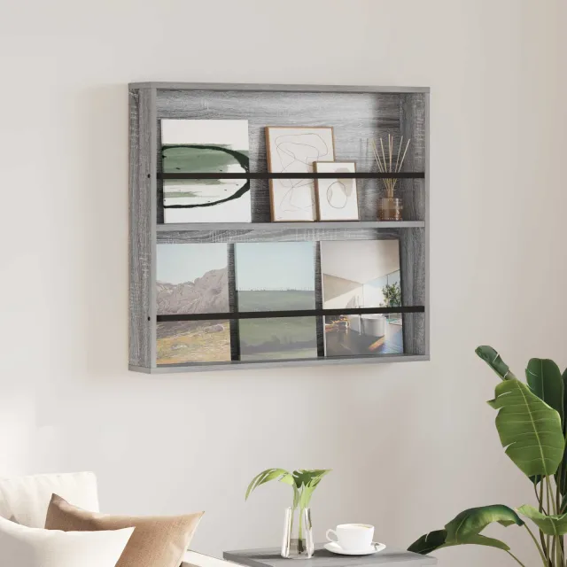 vidaXL Tijdschrift Rek Grijs Sonoma 80 x 12 x 70 cm Bewerkt hout, foto 2