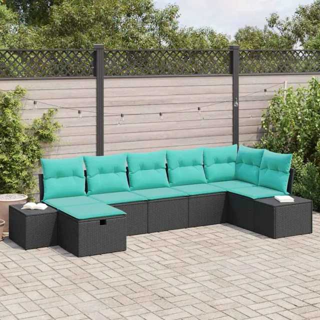 vidaXL Bankstel 5 st poly rattan zwart, foto 2