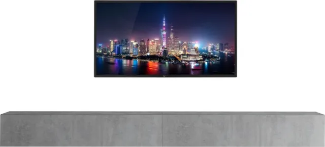 Pesaro Mobilia Zwevend Tv-meubel Tesla 276 cm breed in grijs beton Grijs,Grijs beton